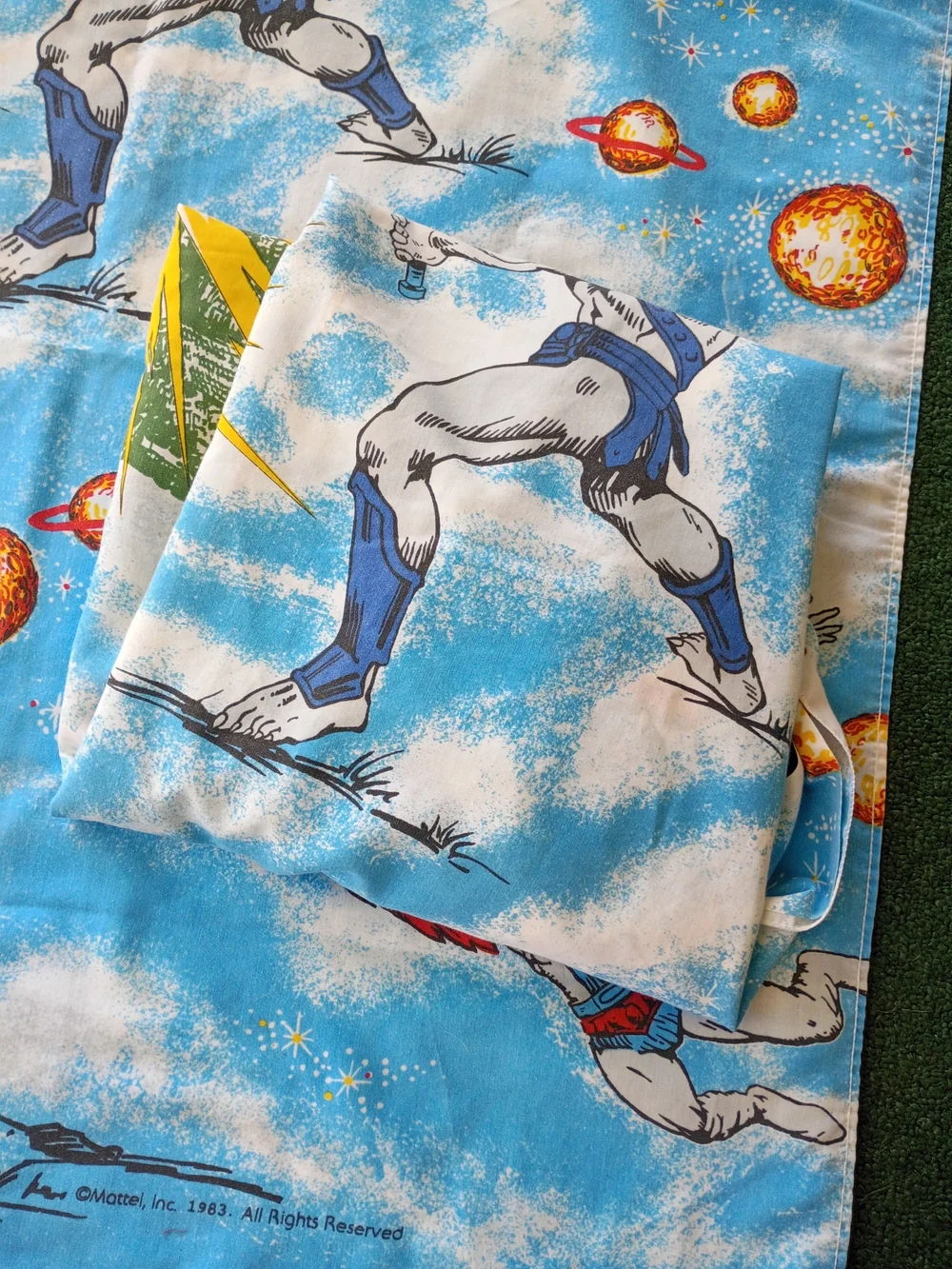 Vtg Mattel He-Man Masters of the Universe 1983 Twin Fitted and Flat Sheet Set